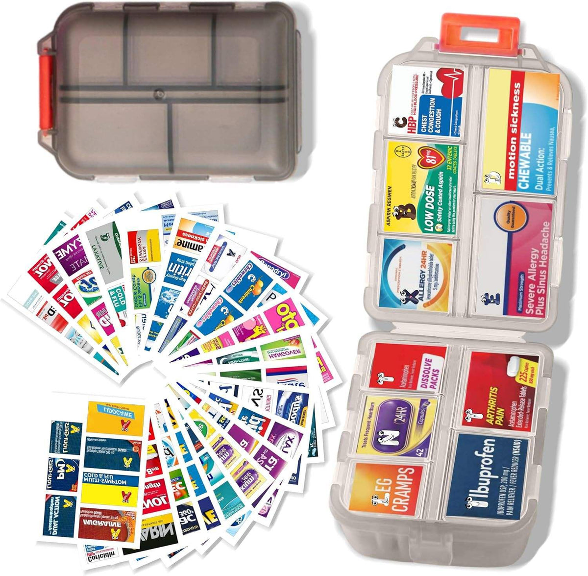 Weekly Pill Organizer with Medicine Labels Travel Daily Pill Container Medicine Supplement Organizer Portable Pill Storage Box