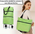 2-in-1 Foldable Shopping Cart with Wheels Waterproof Oxford Collapsible Grocery Carts Tote Bag With Wheels Large Reusable