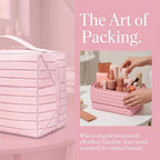 Travel Makeup Organizer Bag with Fold-Down Design and Adjustable Dividers,Large Capacity Cosmetic Bags Toiletry Case