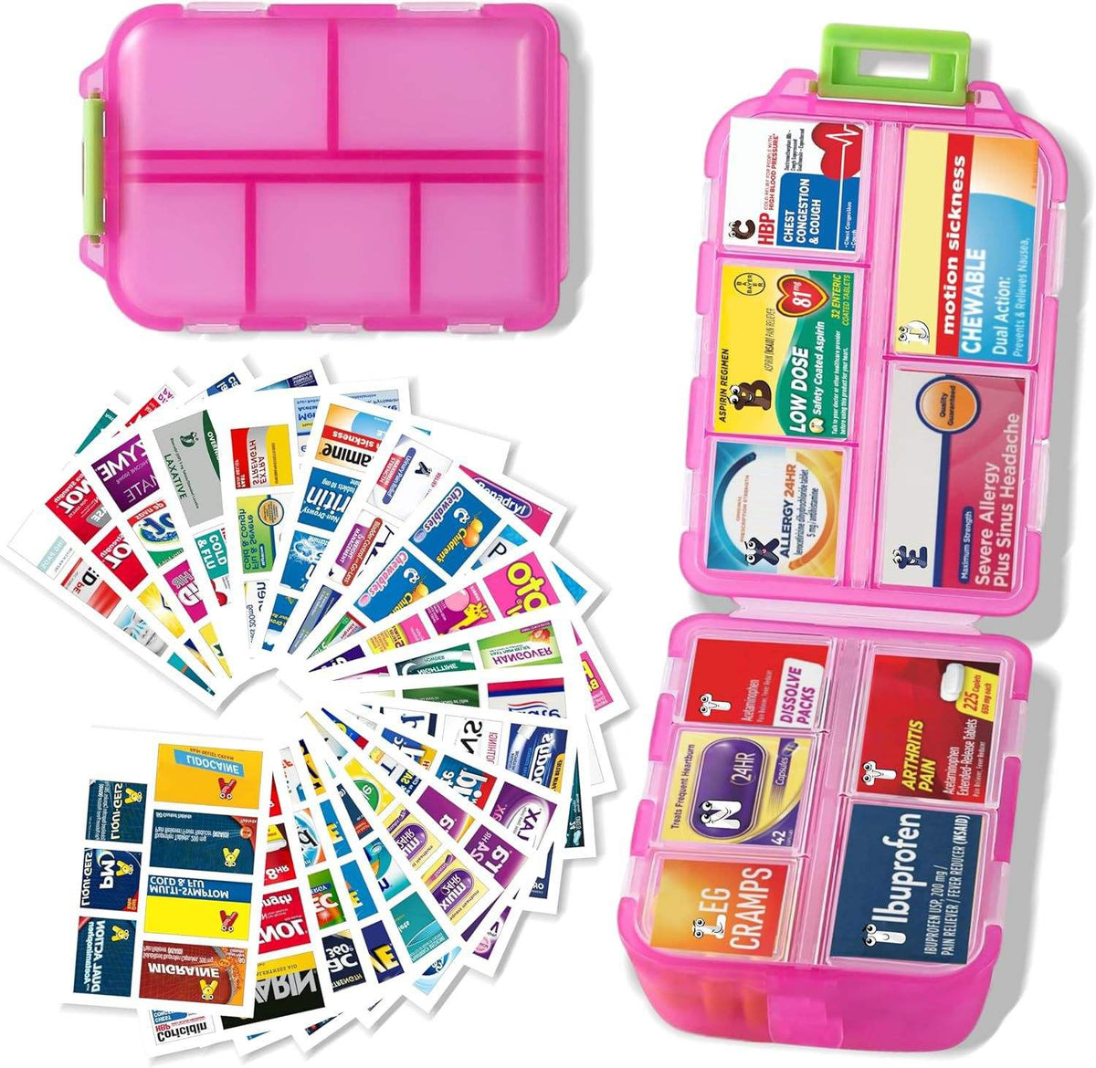 Weekly Pill Organizer with Medicine Labels Travel Daily Pill Container Medicine Supplement Organizer Portable Pill Storage Box