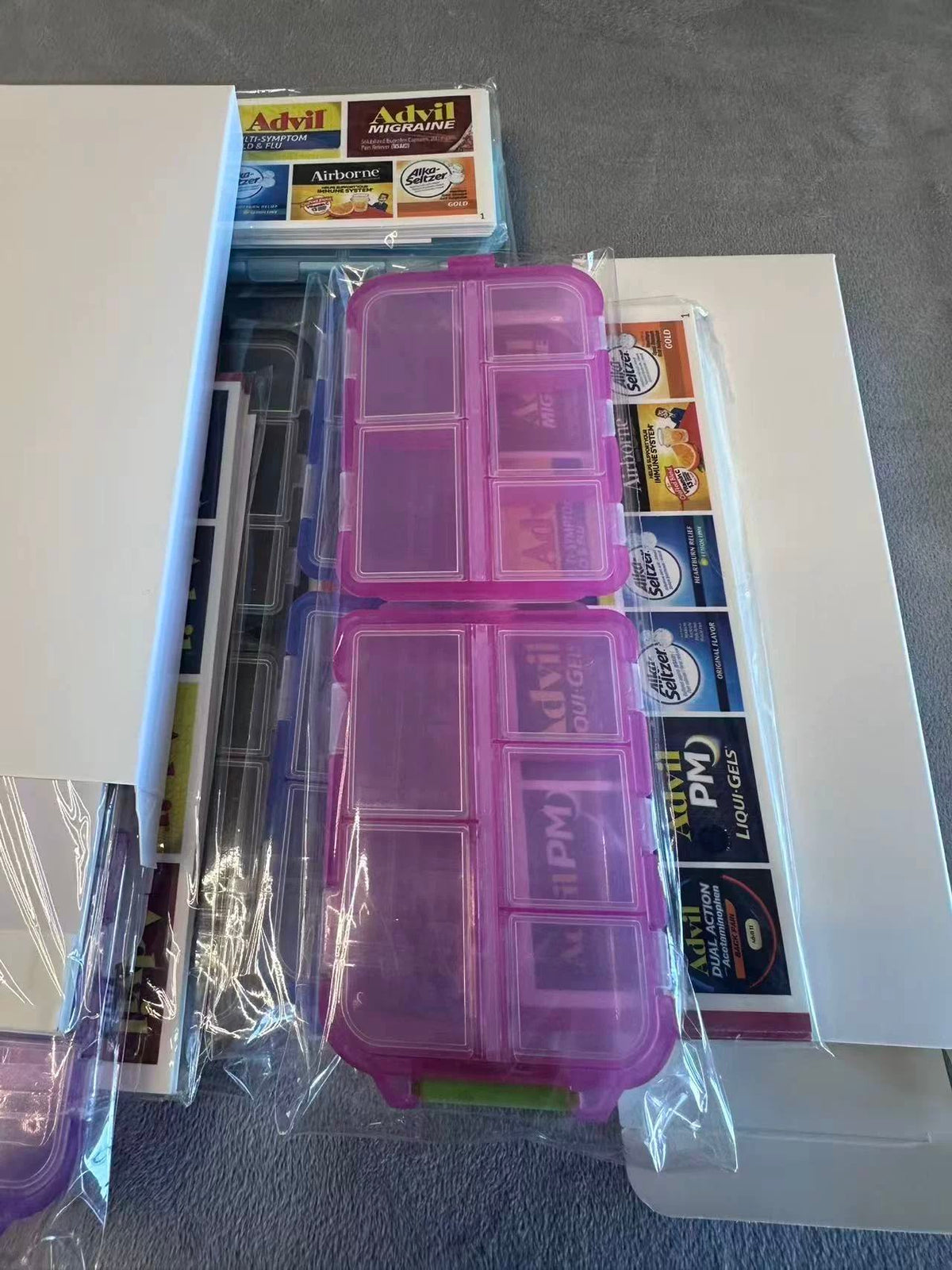 Weekly Pill Organizer with Medicine Labels Travel Daily Pill Container Medicine Supplement Organizer Portable Pill Storage Box