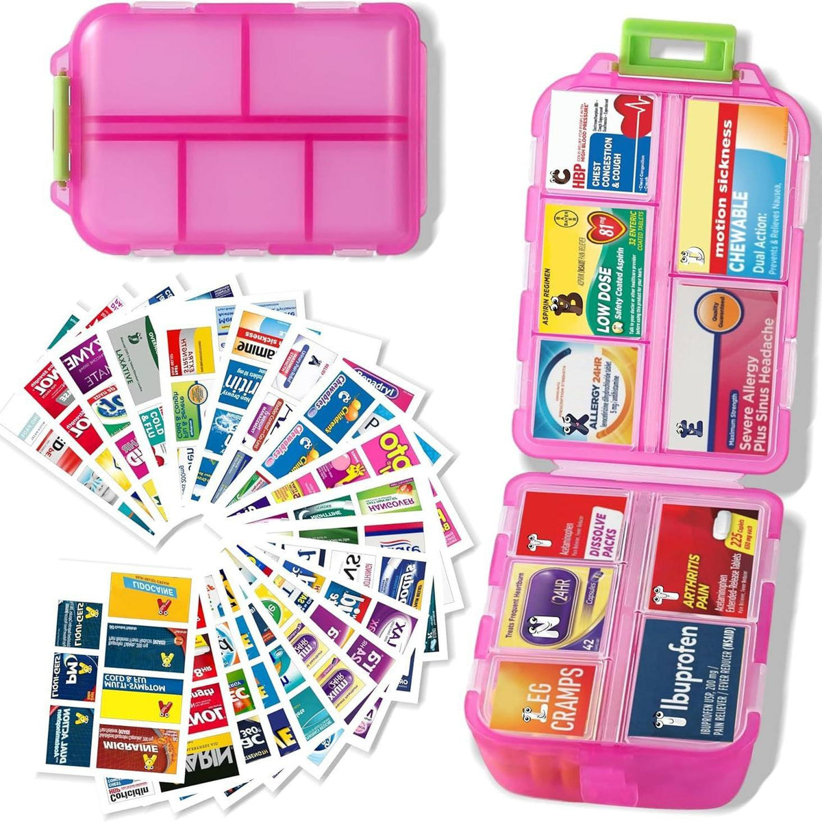 Weekly Pill Organizer with Medicine Labels Travel Daily Pill Container Medicine Supplement Organizer Portable Pill Storage Box