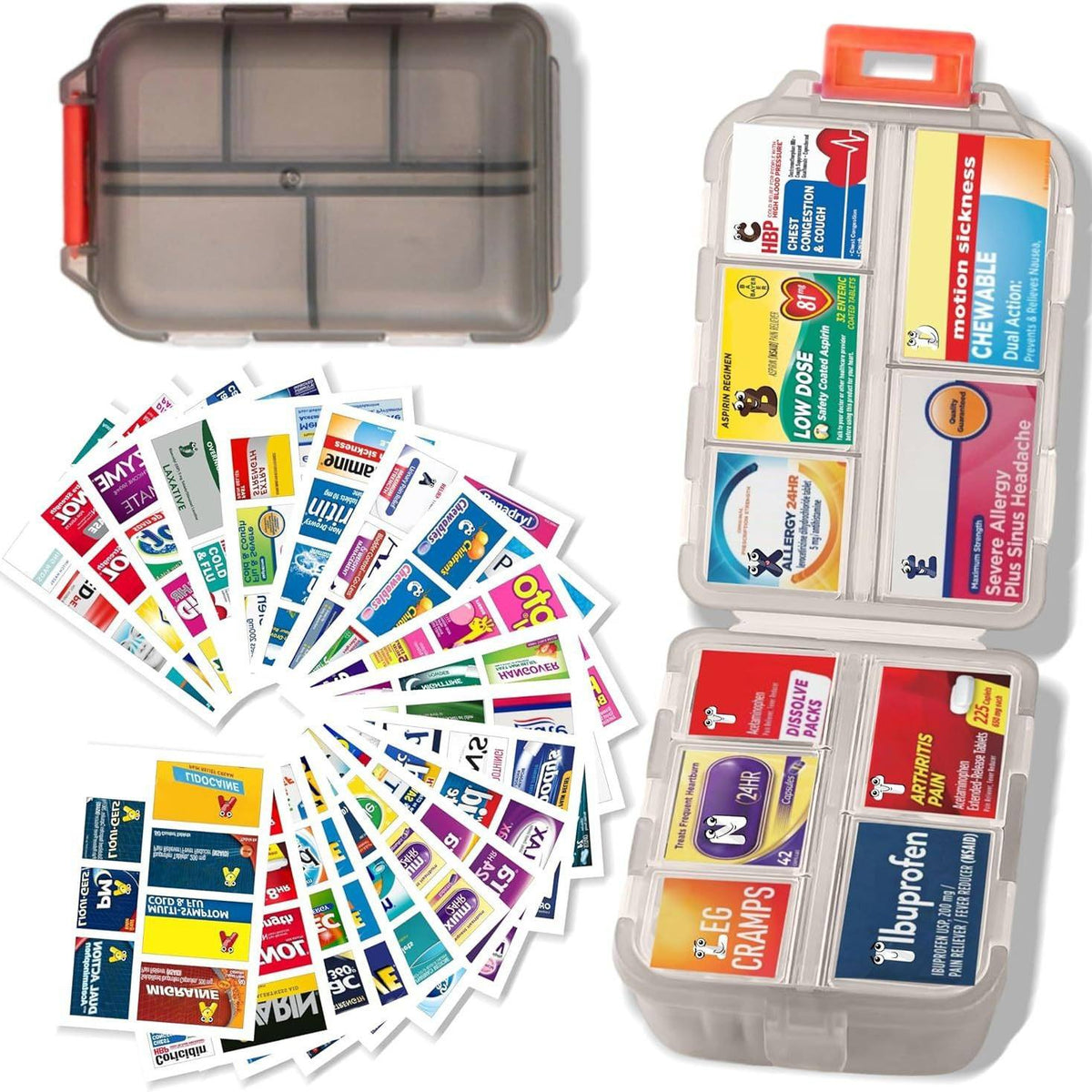 Weekly Pill Organizer with Medicine Labels Travel Daily Pill Container Medicine Supplement Organizer Portable Pill Storage Box