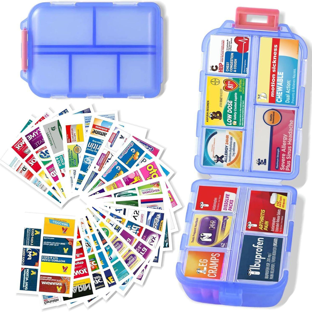 Weekly Pill Organizer with Medicine Labels Travel Daily Pill Container Medicine Supplement Organizer Portable Pill Storage Box