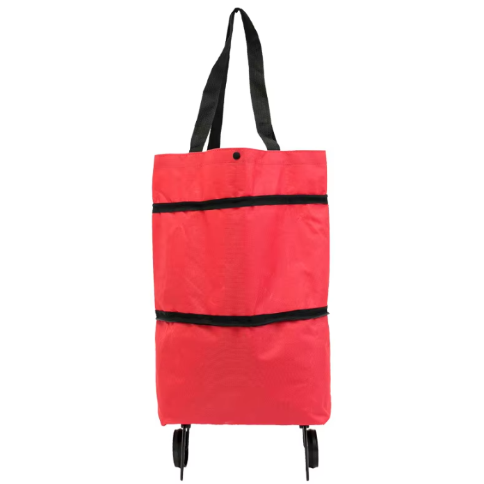 2-in-1 Foldable Shopping Cart with Wheels Waterproof Oxford Collapsible Grocery Carts Tote Bag With Wheels Large Reusable
