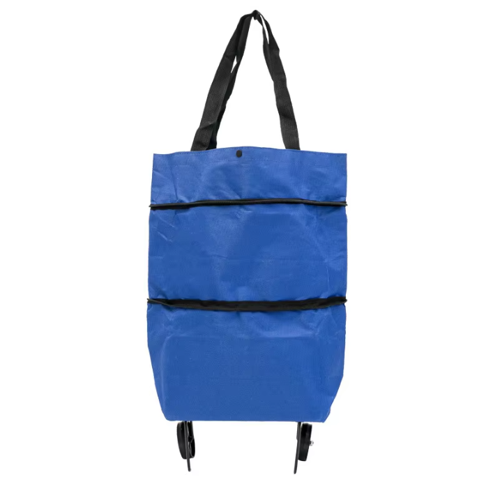 2-in-1 Foldable Shopping Cart with Wheels Waterproof Oxford Collapsible Grocery Carts Tote Bag With Wheels Large Reusable