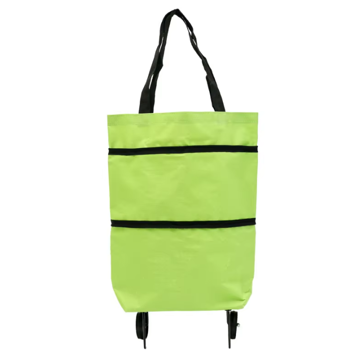 2-in-1 Foldable Shopping Cart with Wheels Waterproof Oxford Collapsible Grocery Carts Tote Bag With Wheels Large Reusable